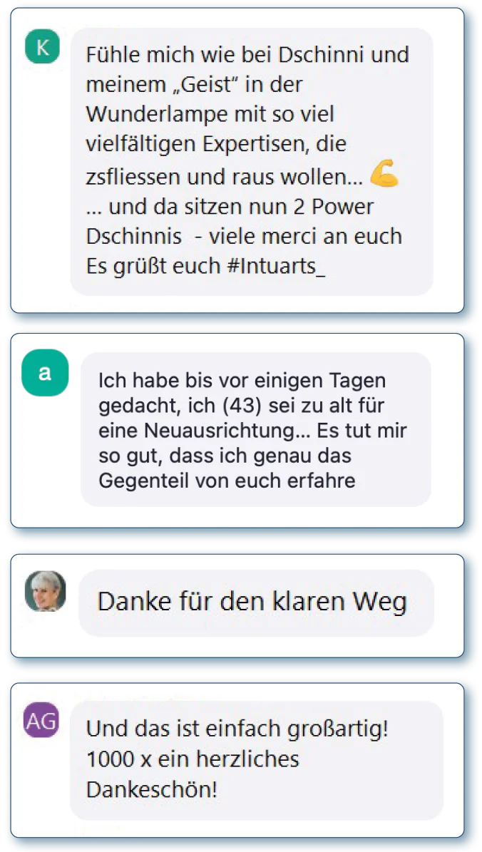 Noch mehr Testimonials von Workshop-Teilnehmerinnen